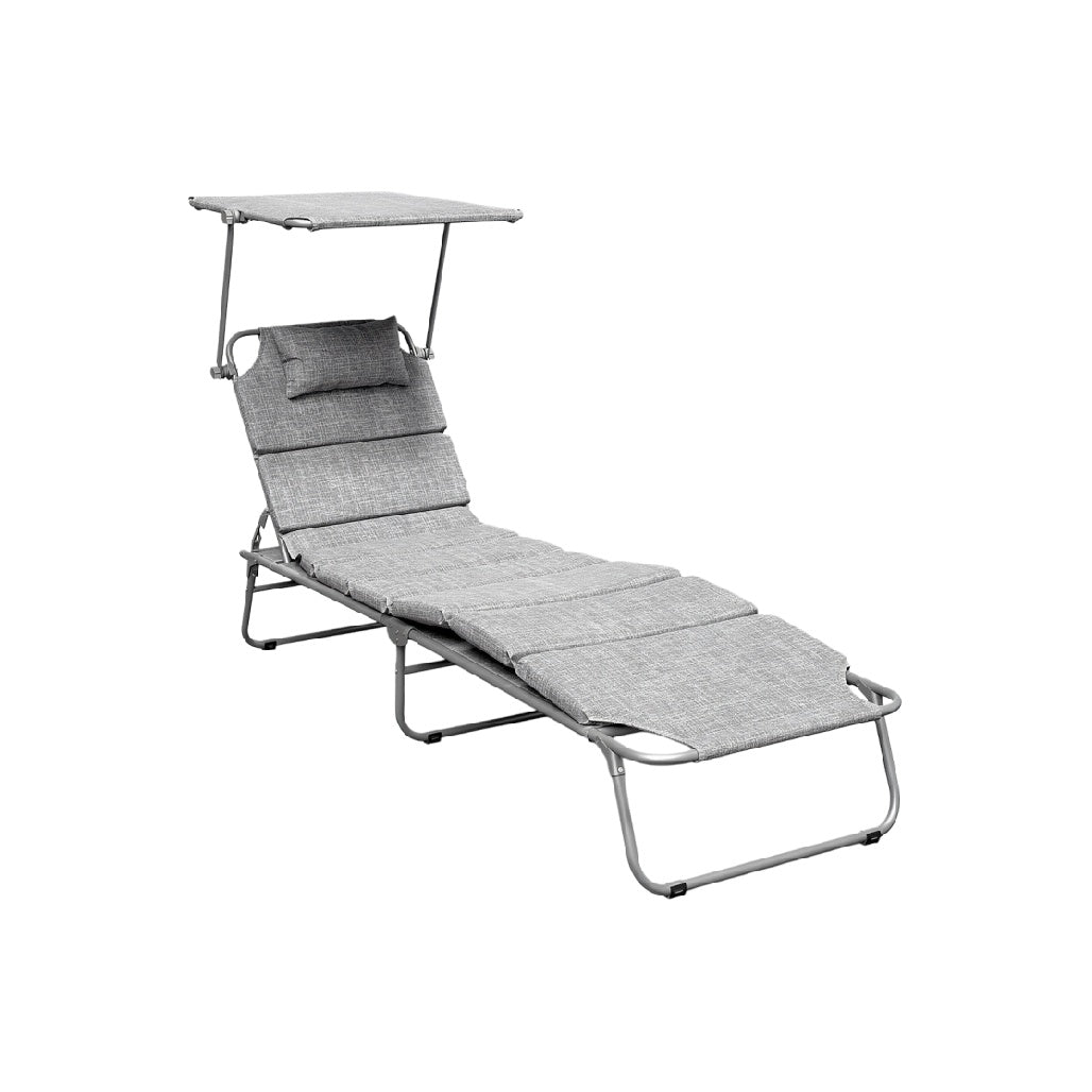 **Tytuł techniczny: Ergonomiczny leżak ogrodowy z daszkiem i regulowanym panelem**